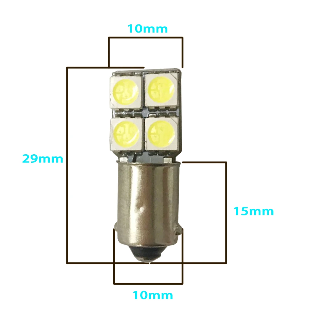 2pcs BA9S 4 SMD 5050 LED Canbus lamps Error Free t4w H6w Car LED bulbs interior Lights Car Light Source parking 12V White 6000K