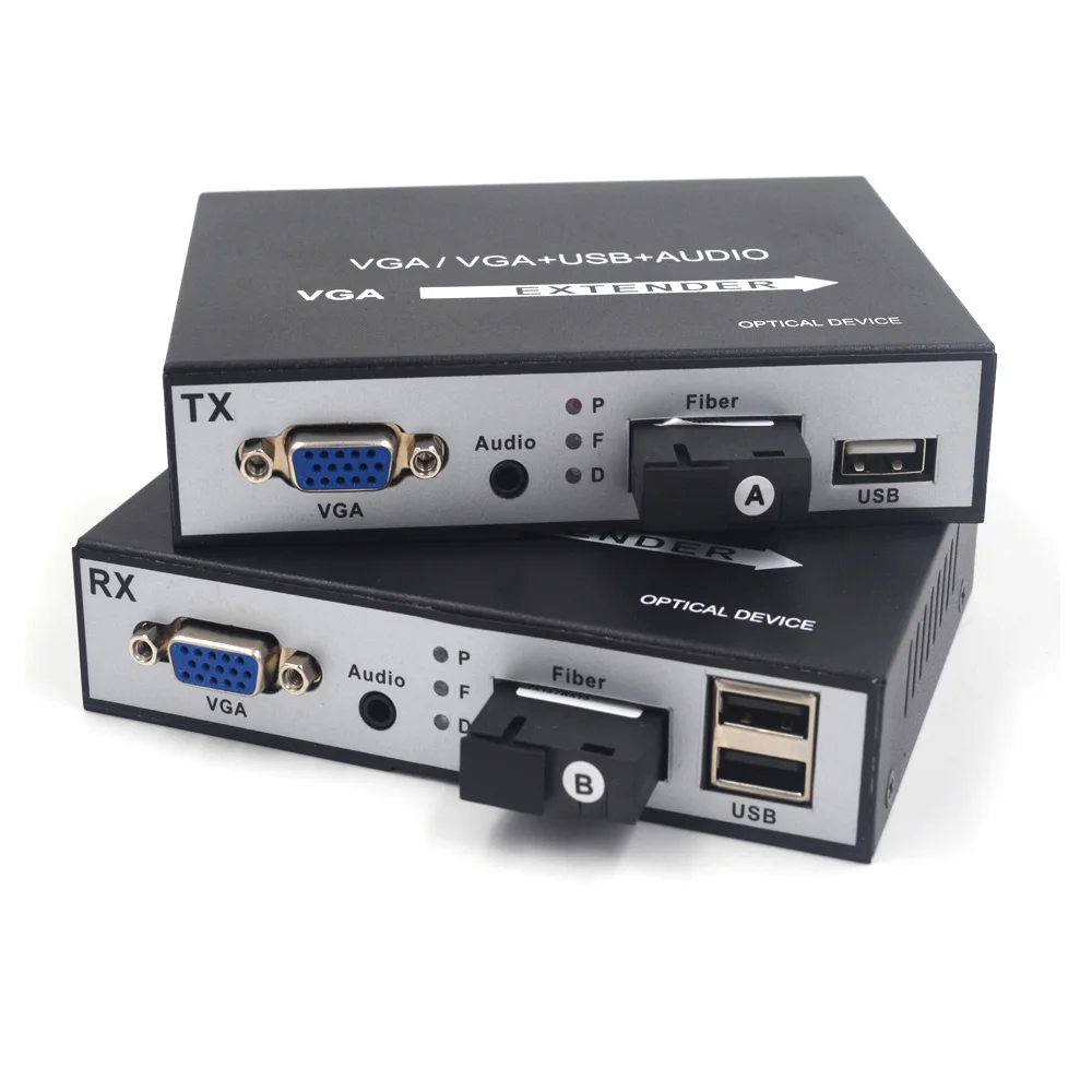 Imagem -02 - Vga Extensores para Conversores de Mídia de Fibra com Kvm Usb e Estéreo 3.5 mm de Áudio-sc Singlemoode 20km Alta Qualidade 1080p