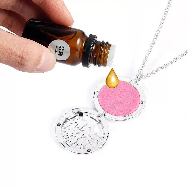 Seven Colorful Aroma Diffuser Necklace Yoga Design Stainless Steel Pendant Perfume Lockets Essential Oil Aromatherapy Necklace