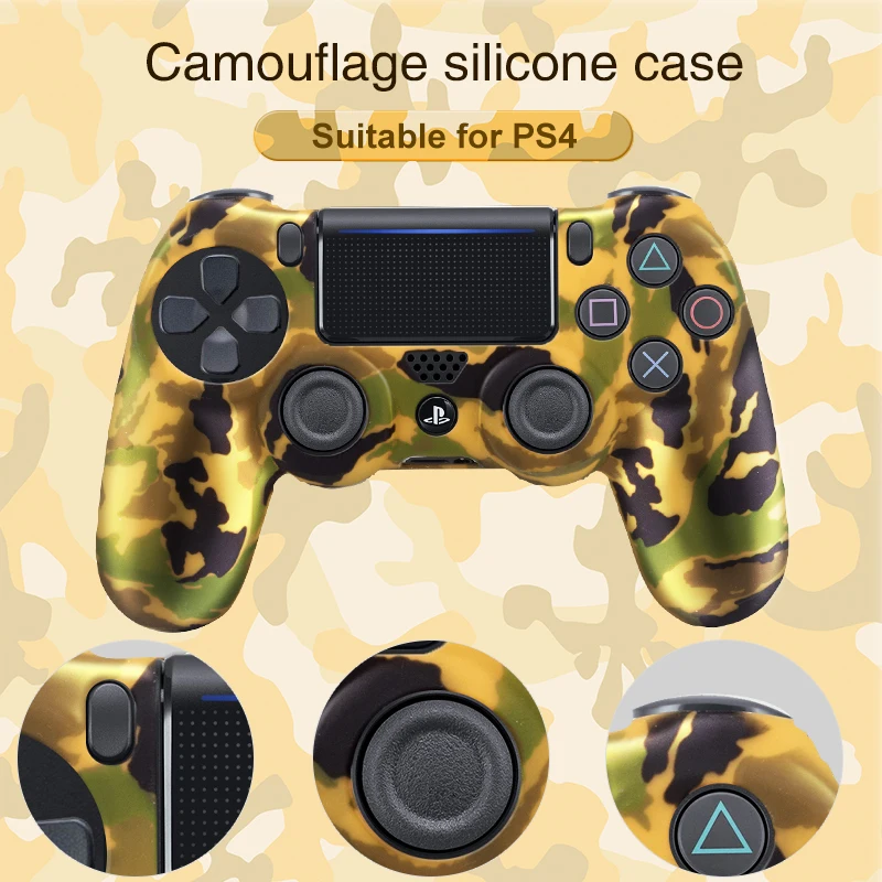 DATA FROG Soft Silicone Case For PS4 Controller Camo Protection Skin For Sony PS4 Pro Slim Gamepad Thumb Grips Joystick Caps