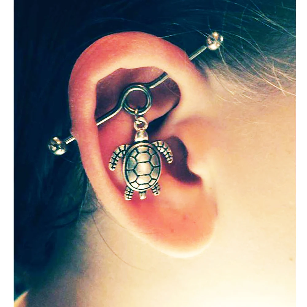 1Pcs Surgical Steel  Charming Dangling Ear Industrial Barbell Piercing Earring Stud Scaffold Bar Body Jewelry