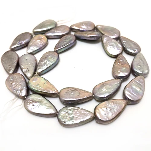 

16 inches 12x17mm Silver Gray Natural Seed Shaped Coin Pearl Loose Strand