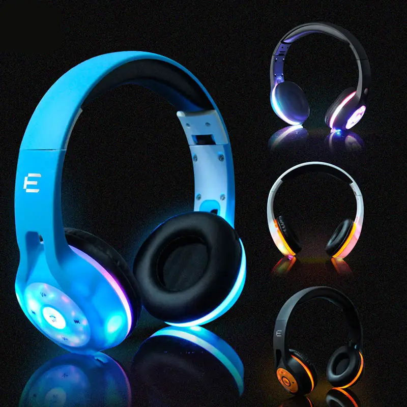 FooHee Bluetooth Headphones Comfortable Earmuffs Luminous LED Colorful  Volume Control Hifi  for PC Phone SL-113