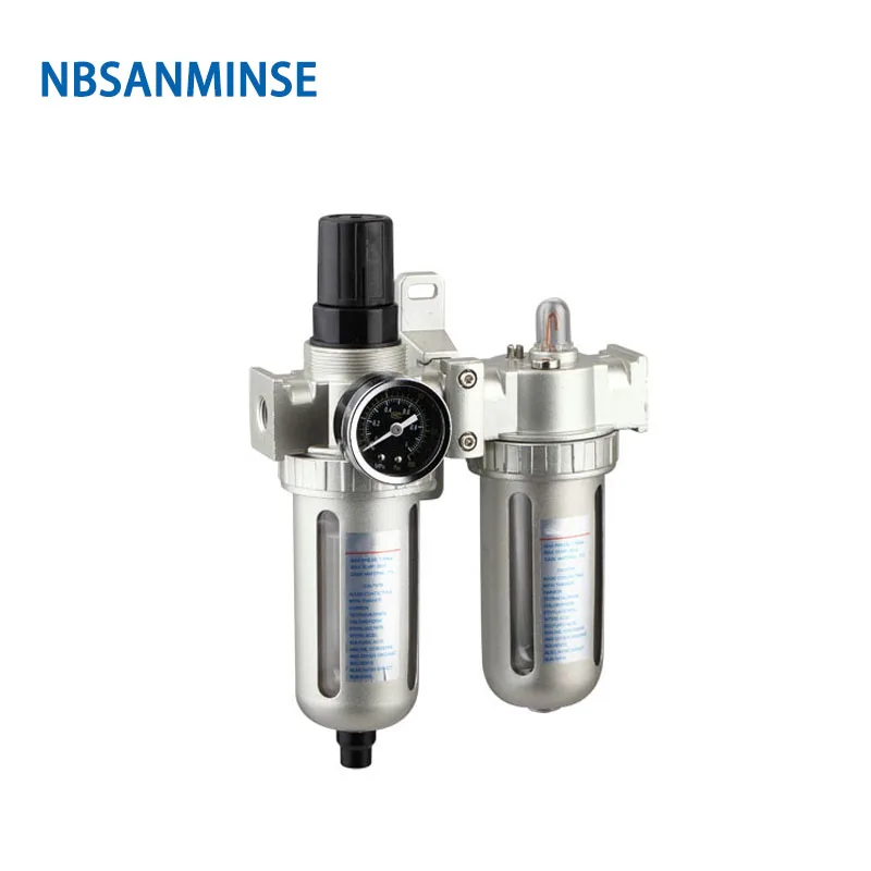 NBSANMINSE SFC200 1/4 3/8 1/2 Two Units Air Filter Regulator Lubricator Combinations Oil Water Air Separate FRL Units