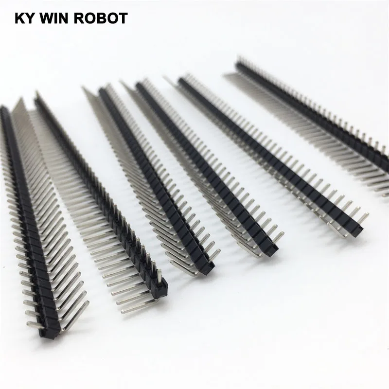 Hot Sale 10pcs 40 Pin 1x40 Single Row Male 2.54mm Breakable Pin Header Right Angle Connector Strip bending