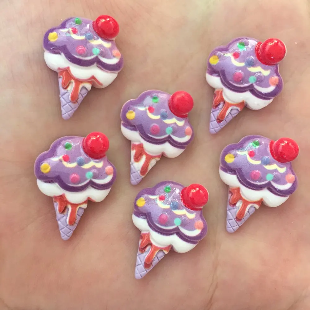 New 20PCS Resin Hand-painted Ice Cream Flatback Stone Scrapbook Wedding Crafts W02*2