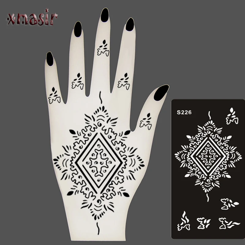 18 Styles Body Paint Mehndi Indian Henna Tattoo Stencils,Temporary Glitter Airbrush Tattoo Templates for Hand Painting