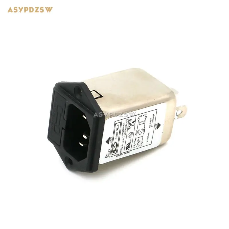 CW2A-10A-T EMI Power filter Single phase socket with Insurance box AC 115V/250V Filter Purifier