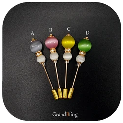 Beautiful Opal Beads Lapel Pins/Hijab Pins for Fashion Lady's Dress Decoration 4 Colors Available