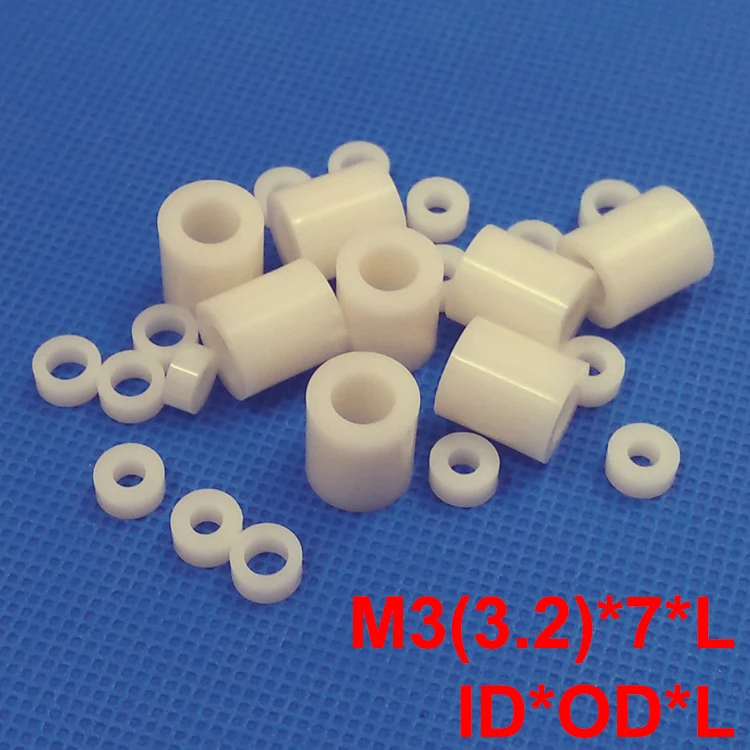 500pcs M3 3.2*7*9 3.2x7x9 3.2*7*10 3.2x7x10 3.2*7*11 3.2x7x11 ID*OD*L White ABS Plastic Round Column Shim Washer Standoff Spacer