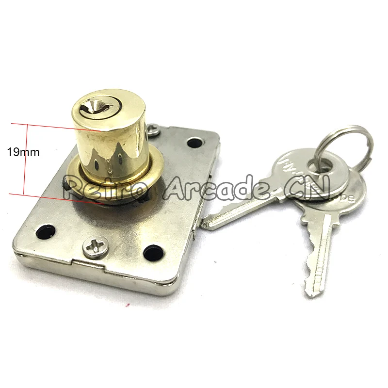 19mm Arcade Vending Machine Cabinet Zinc Alloy Lock with 2 Keys Desk Drawer Safety Furniture MailBox File Toolbox