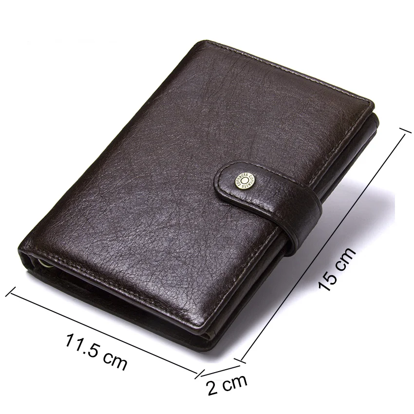 CONTACT\'S Leather Wallet Luxury Male Genuine Leather Wallets Men Hasp Purse With Passcard Pocket and Card Holder High Quality