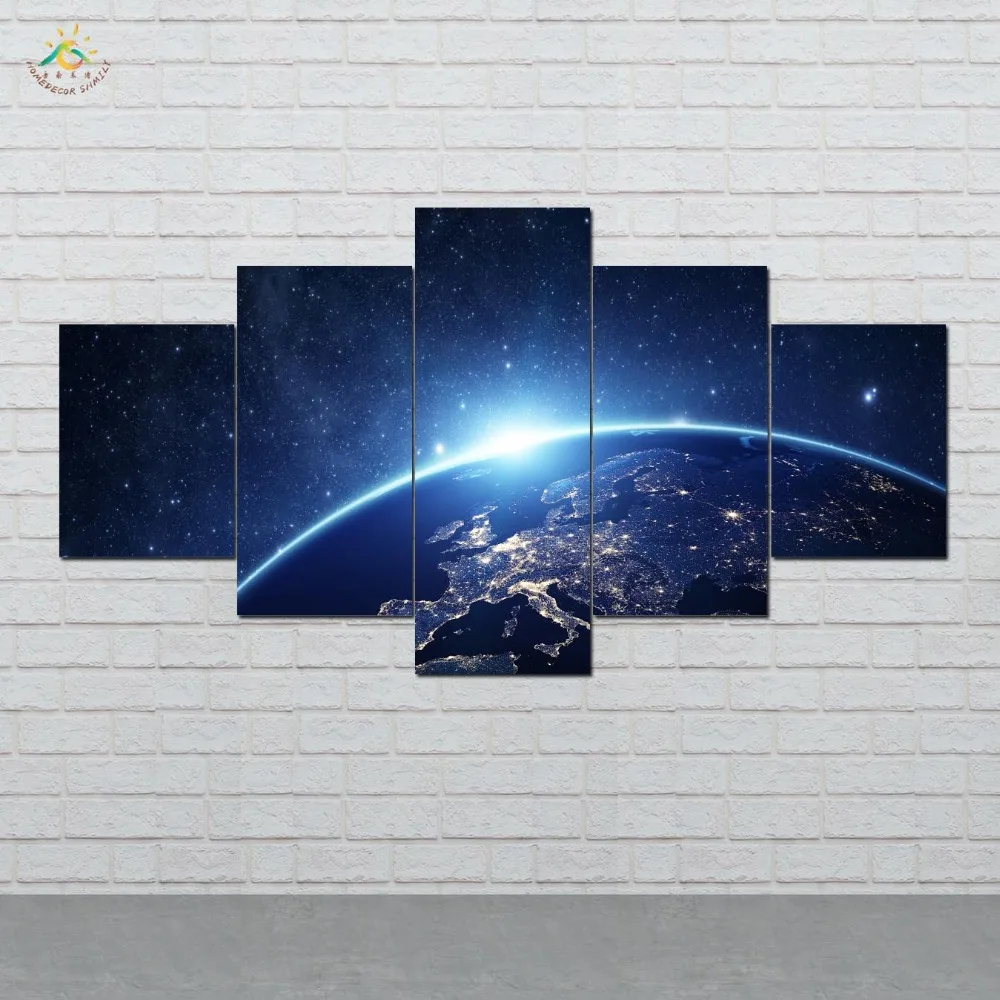 

Sunrise Earth Wall Art Prints Canvas Painting Modular Picture And Poster Canvas Painting Decoration Home 5 PIECES