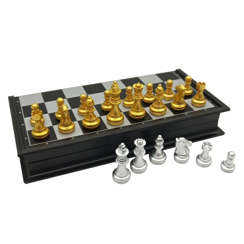 Yernea High-quality Magnetic Chess Game Set New Folding Chessboard Plastic Magnetic Chess Pieces Gold and Silver Color Pieces