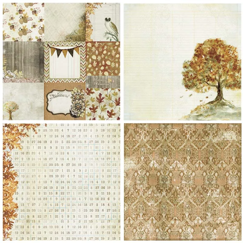 KLJUYP 24 Sheets Autumn Garden Scrapbooking Pads Paper Origami Art Background Paper Card Making DIY Scrapbook Paper Craft