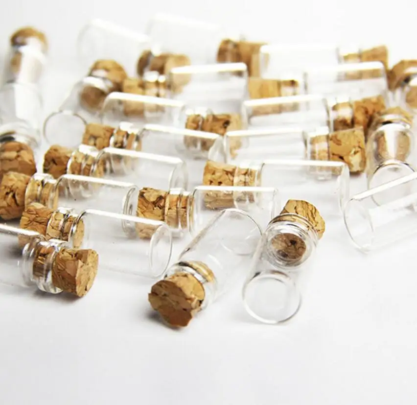 1000pcs/lot 1 ml High Quality Mini Glass Bottle with wood cork,small glass sample vial, wishing bottle