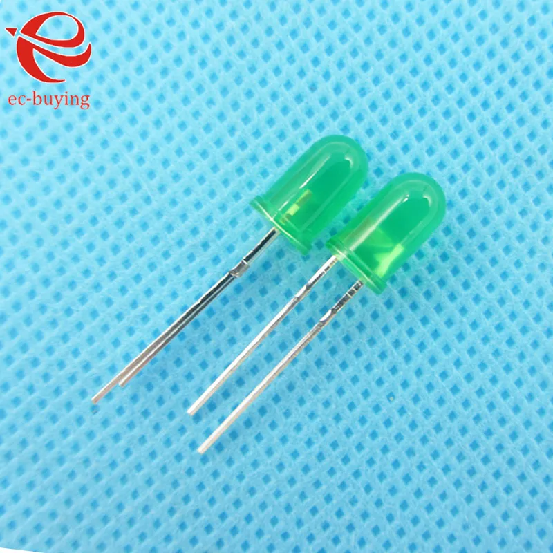 10pcs/lot F5 5mm LED Emerald-Green Diffused Round Light-Emitting Diodes Lamp Bead DIP Plug-in Through Hole Bulb Wide Angle DIY K