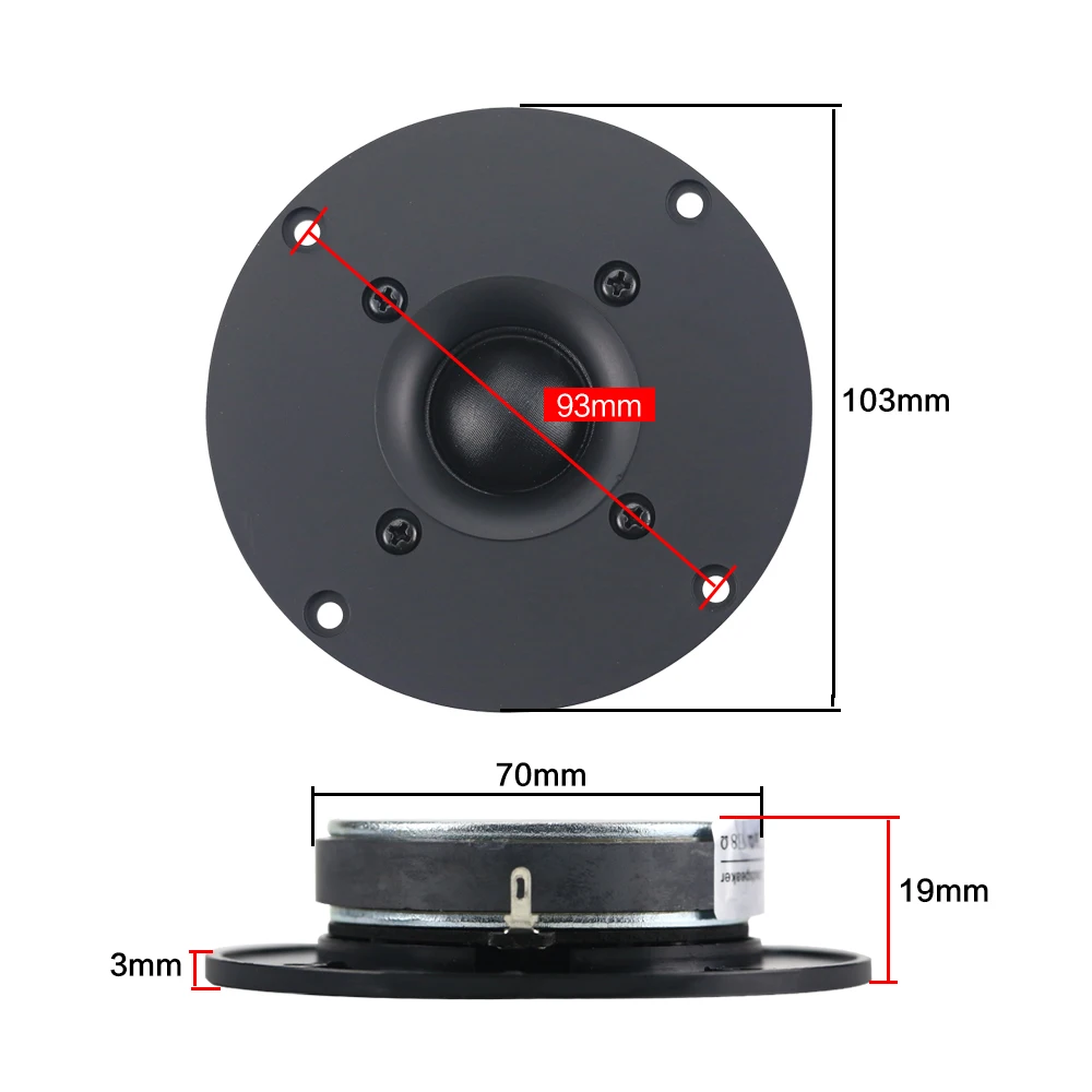 GHXAMP 4 Inch 103mm Hifi Silk Cloth Dome Tweeters 25Core 60W Single Magnetic Type Super High Pitch 1600HZ 2PCS