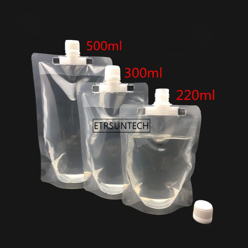 Clear Stand Up Beverage Packaging Spout Bag Plastic Juice Drinking Liquid Packing Spout Pouch for Milk Honey Jelly Package