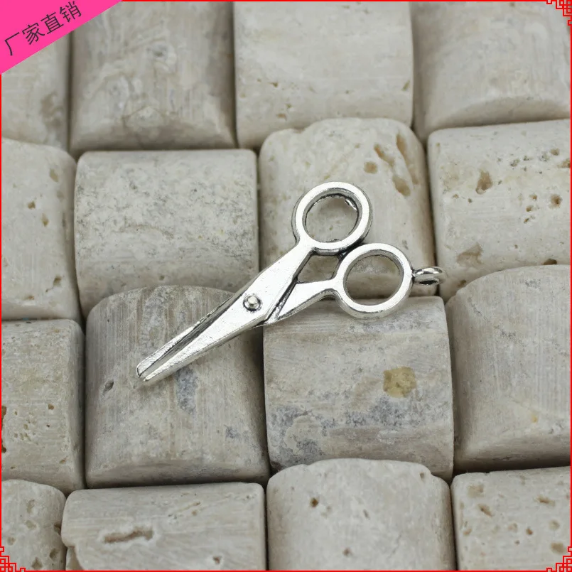 50pcs 33*16mm alloy Charm tag Pendants scissors Stripe Pattern necklace pendant jewelry accessories diy