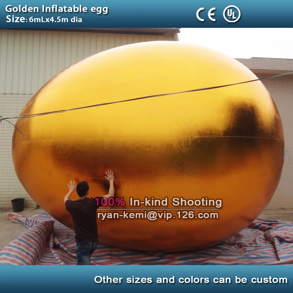 Free shipping 6m/20ft giant golden inflatable egg ballloon with blower large Easter egg Inflatable