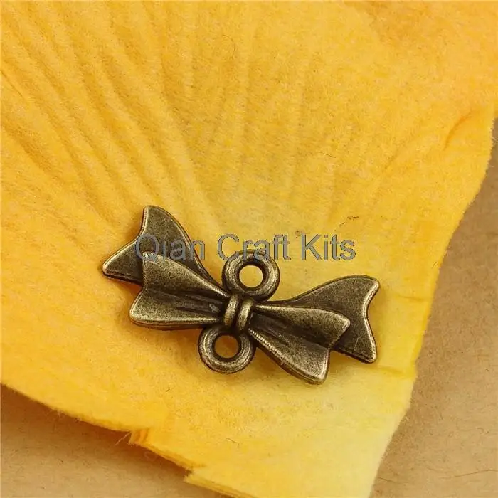 150pcs zinc alloy bow connector links Tibet style antique bronze or silver plated beads 20mm