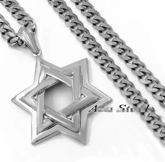 Men's  316L Stainless Steel Large The star of David Pendant  Necklace 5mm 24'' Curb Chain HIgh Quality Biker Jewelry