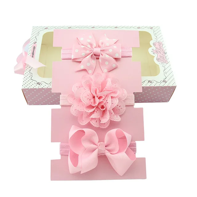 

2018 new on sale 3pcs baby hair accessories girls dots bowknot headband handmade ribbon bow lace flower hairband