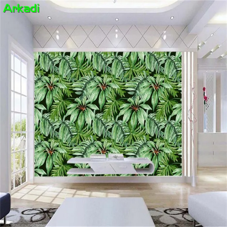 3d custom mural tropical rainforest plant green banana leaf background wall photo bedroom TV stereo wallpaper decoration