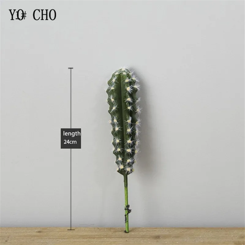 YO CHO 1PC Green Artificial Cactus Succulent Plants Fake Flowers Balls Artificial Cactus Column For Home Party False Decoration