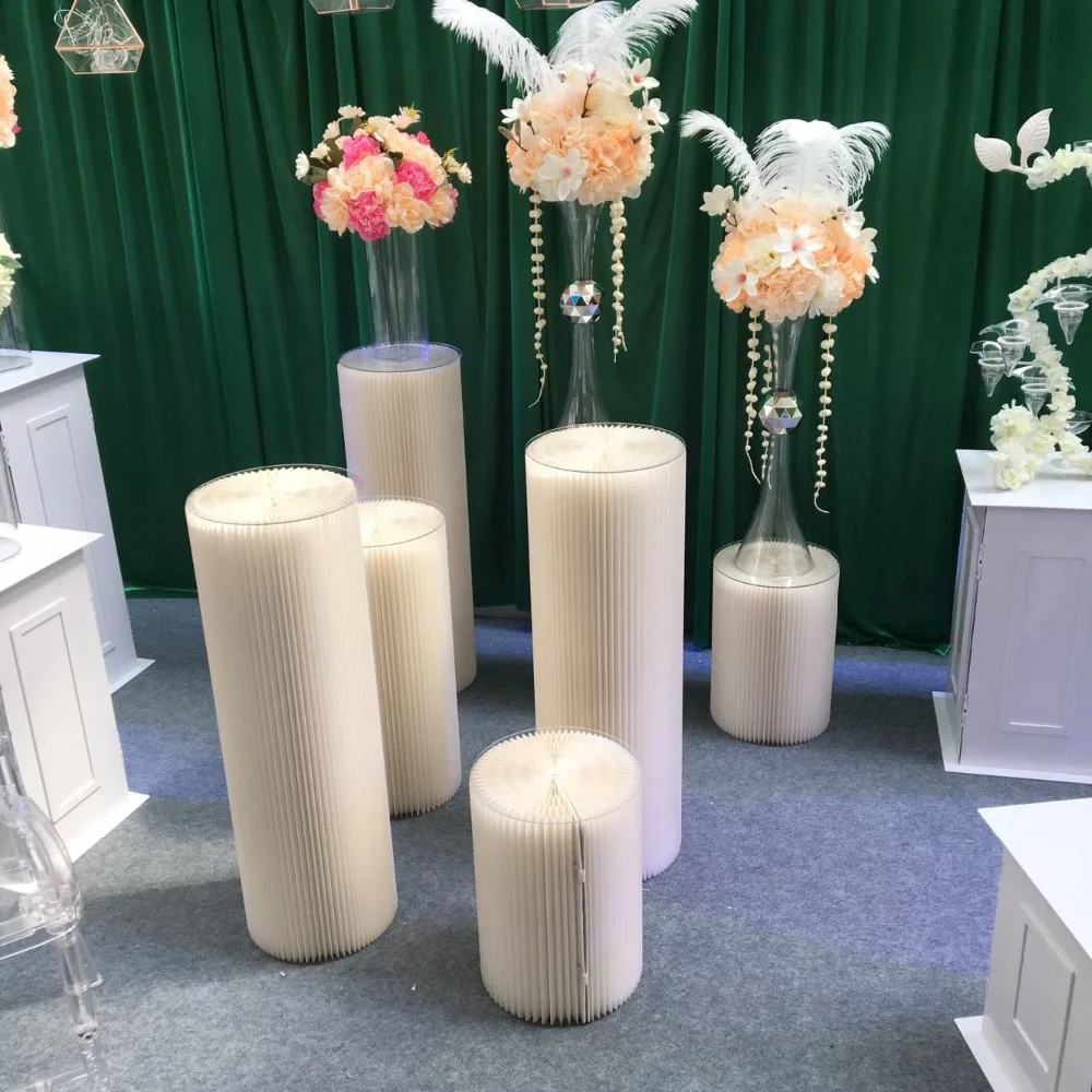 hotel wedding hall soft-decorating exhibition stand big cake flowers food rack hanging ceiling paper folding Pillar Road lead