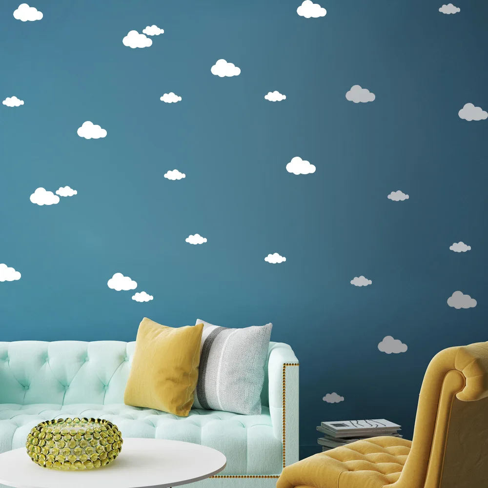 48pcs Cartoon Cute Clouds Wall Stickers For Kids Child Rooms Boys Girls Gifts Art Mural Wardrobe Decoration Vinyl Wall Decals