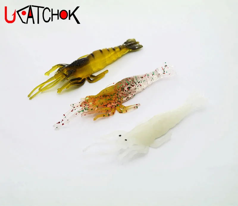 UCOK 10pcs/lot 9cm/6g soft shrimp bait artificial simulation prawn insect lure ultra realistic soft faked shrimp fishing tackle