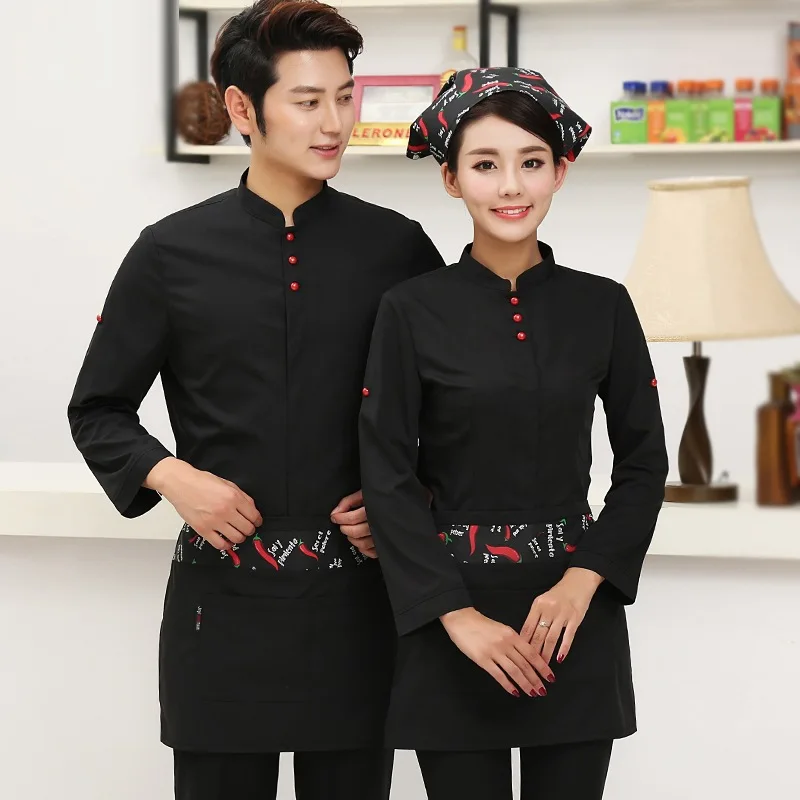 

Hotel Waiter Uniform Autumn Winter Cafe Wiatress Uniform Long Sleeve Teahouse Overalls Catering Chef Uniform Work Jacket 89