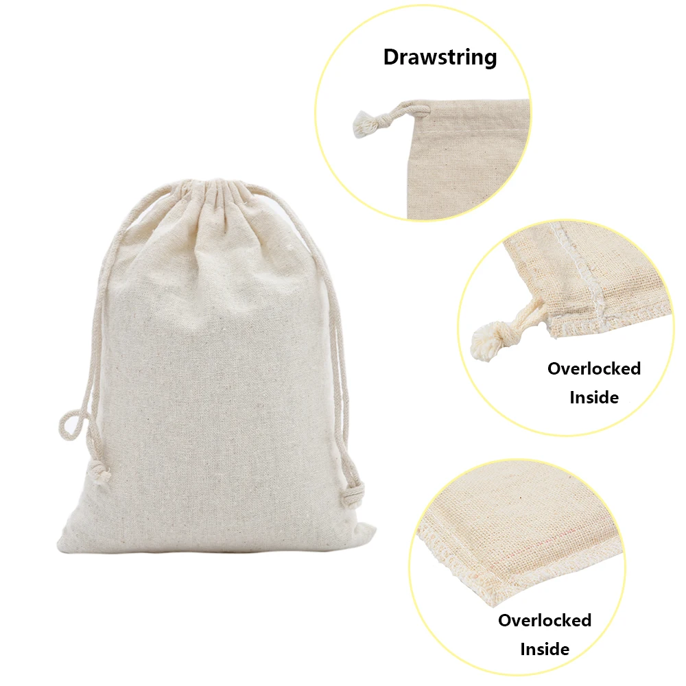 50 Cotton Muslin Bag Organic Premium 2.7