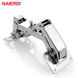 NAIERDI 165/170/175 Degree Hinge No-Drilling Hole Spring Angle Hinges For Cabinet Cupboard Door Thick Board Furniture Hardware