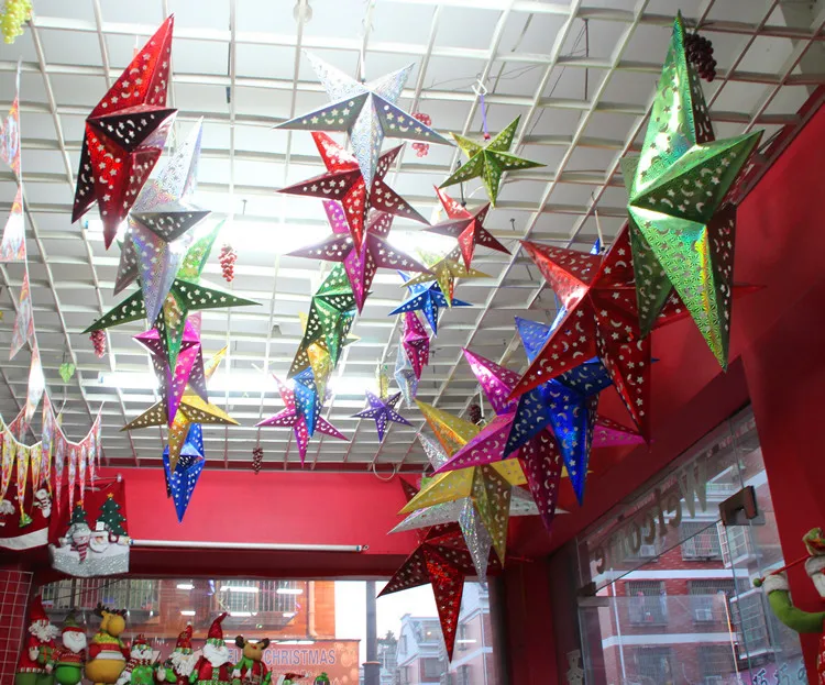 30cm Cut-Out Paper Star Lantern, Hanging (Light Not Included) set of 4