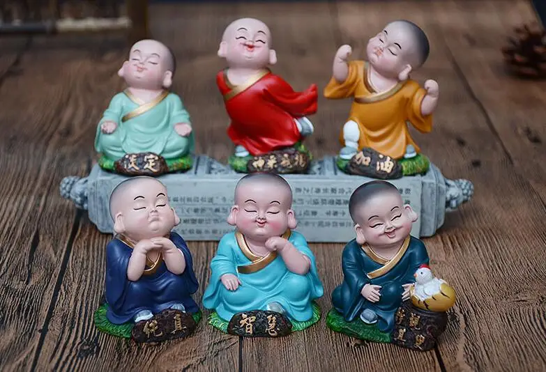 2020 Monk Pottery Dolls Boys Toys Chinese Traditional Dolls For Friends Lovely Mini Featured Buddha Dolls Desktop Decoration