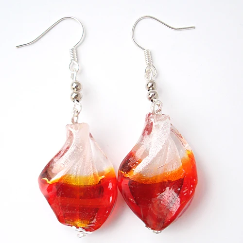 RED SNAKE Fashion Dangle Earrings Handmade Classic colorful Paper Falbala Murano Glass Earring