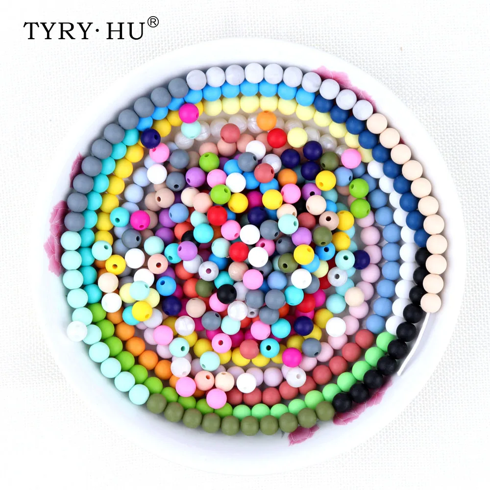 

TYRY.HU 500Pcs 9mm Silicone Round Beads BPA Free Baby Chewable Silicone Beads Teether For Jewelry Making DIY Teething Toys