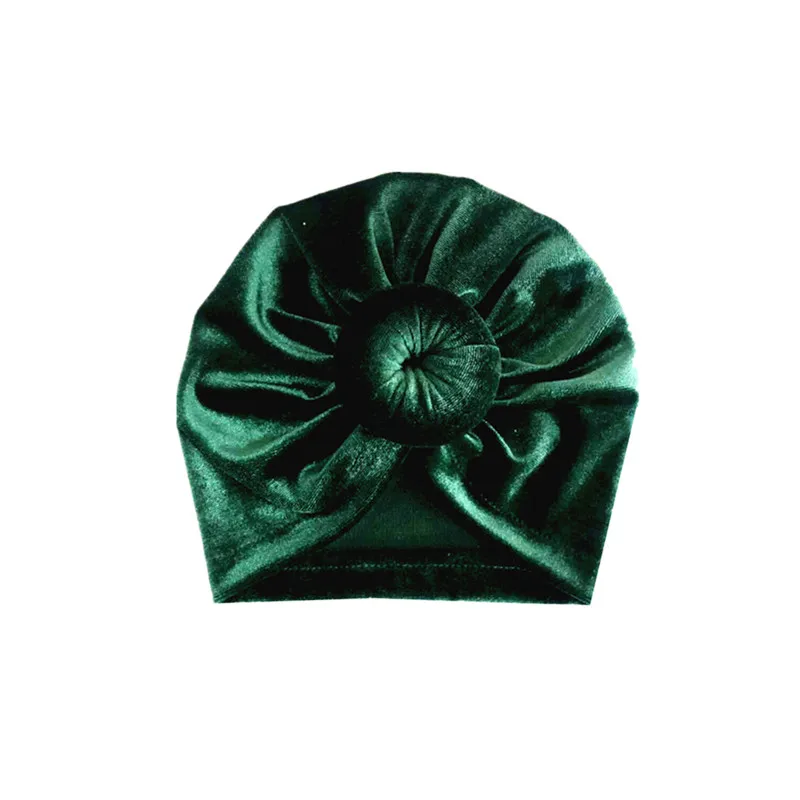 Infant Newborn Kids Baby Hats Turbans Caps Lovely Children Headwear Wrinkle Solid Caps Toddler Velvet Cap Accessories