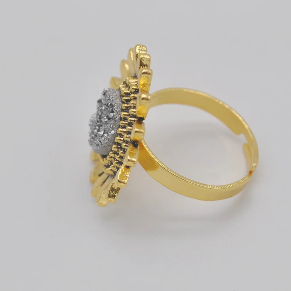 Silvery Crystal Stone Inlay Flower Finger Ring Size 9 Jewelry For Woman Gift Fashion X075 image 4