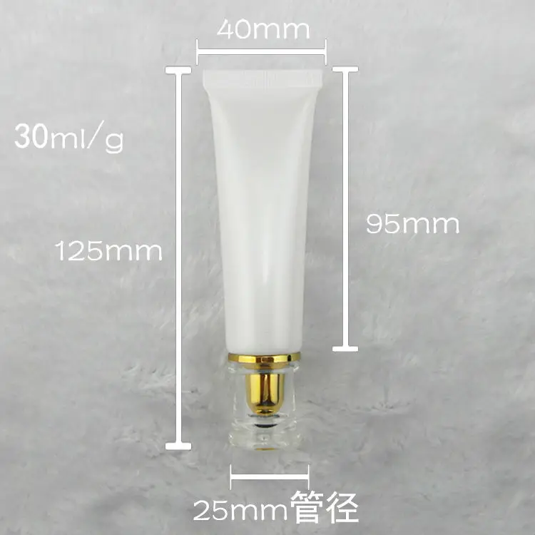 

50pcs 1ounce Sunscreen soft cream Tube, 30ml peal white Cream Tube with arcylic colorful lid, 30 ml empty eye cream container