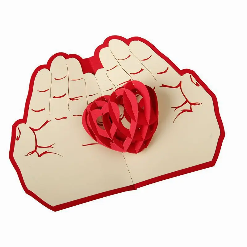 Creative Korea Style 3D DIY Fashion Heart Christmas Greet Simple Beautiful Wedding Birthday Party Invitations Cards Wish Cards