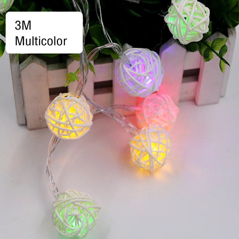 

1M 2M 3M LED Battery String Lights Rattan Ball String Lights Holiday Party Indoor Christmas Wedding Curtain Decor Fairy Light