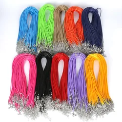 10 Pcs/lot 1.5mm DIY Faux Leather Cord Adjustable Chains Pendant Necklace Rope Charms Findings Lobster Clasp String 17 Colors