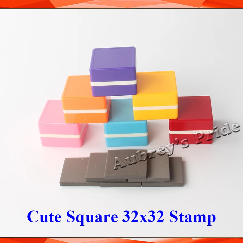 5Pcs Cartoon Square 32x32mm Holder plus Rubber Pad for Photosensitive Portrait Flash Stamp Machine