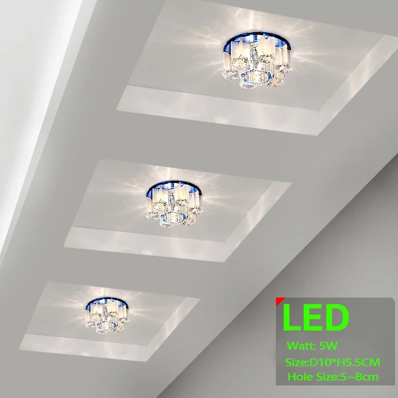 LAIMAIK Crystal LED Ceiling Light 3W 5W AC90-260V Modern Crystal Ceiling LED Light Aisle LED Ceiling Lighting for Living Room