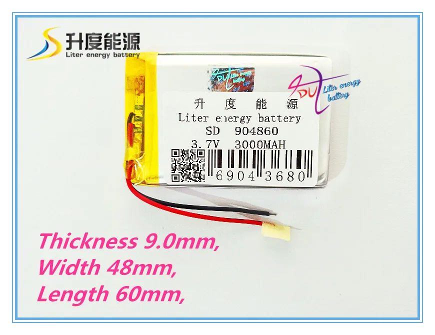 3.7V 3000mAH 904860  polymer lithium ion / Li-ion battery for GPS tablet pc cell phone POWER BANK