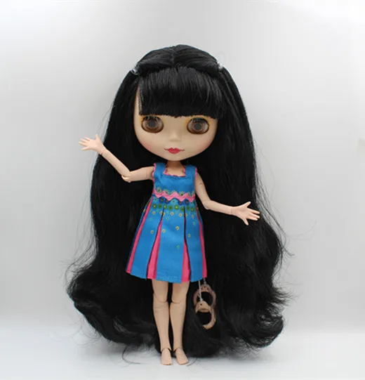 

Blygirl Blyth doll Nude doll black bangs dolls can close your eyes frosted mask 1/6 multi-joint body DIY doll